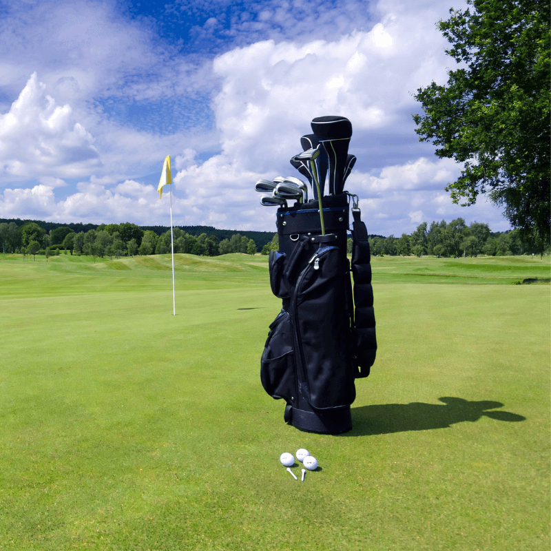 A set of golf clubs for a beginner
